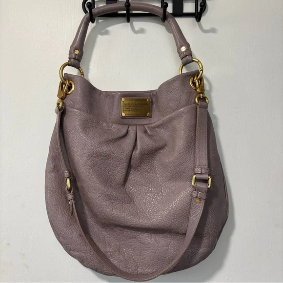 Marc by Marc Jacobs Leather Classic Q Hillier Hobo Grey Lavender Crossbody Bag - Picture 2 of 10